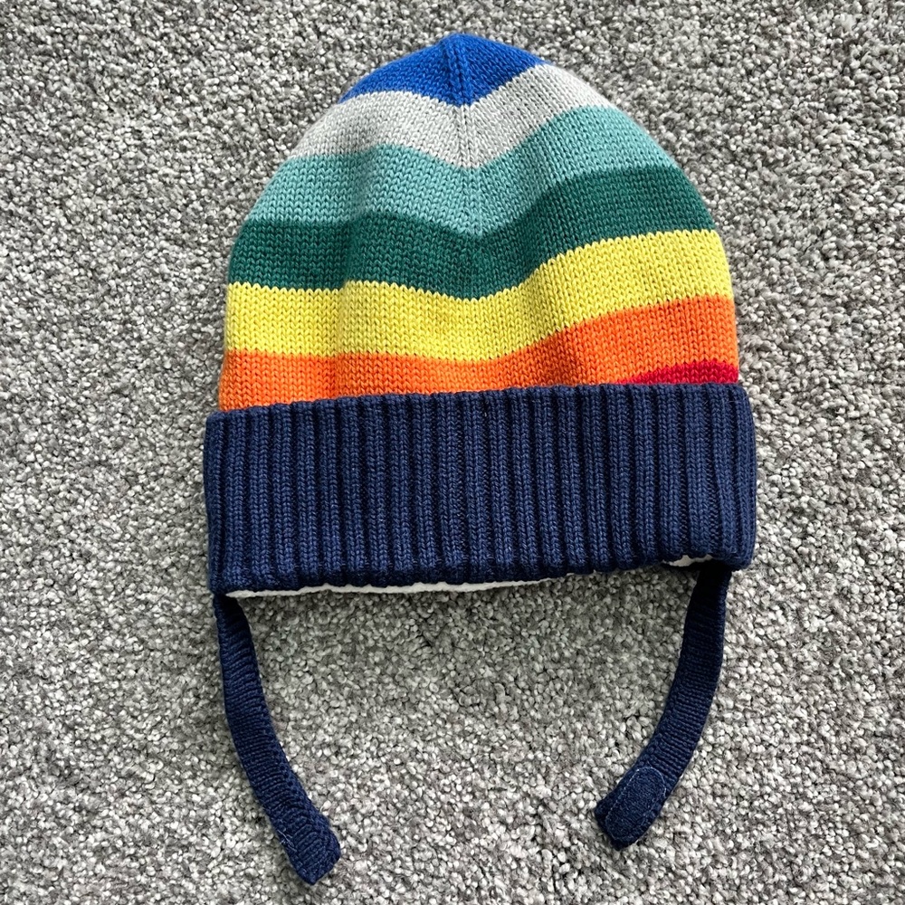 Baby GAP Knit Striped Fleece-Lined Winter Hat Size 6-12 Months